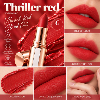 24H Long‑Lasting Matte Lipstick – Smudge‑proof, transfer‑resistant, vibrant colour.