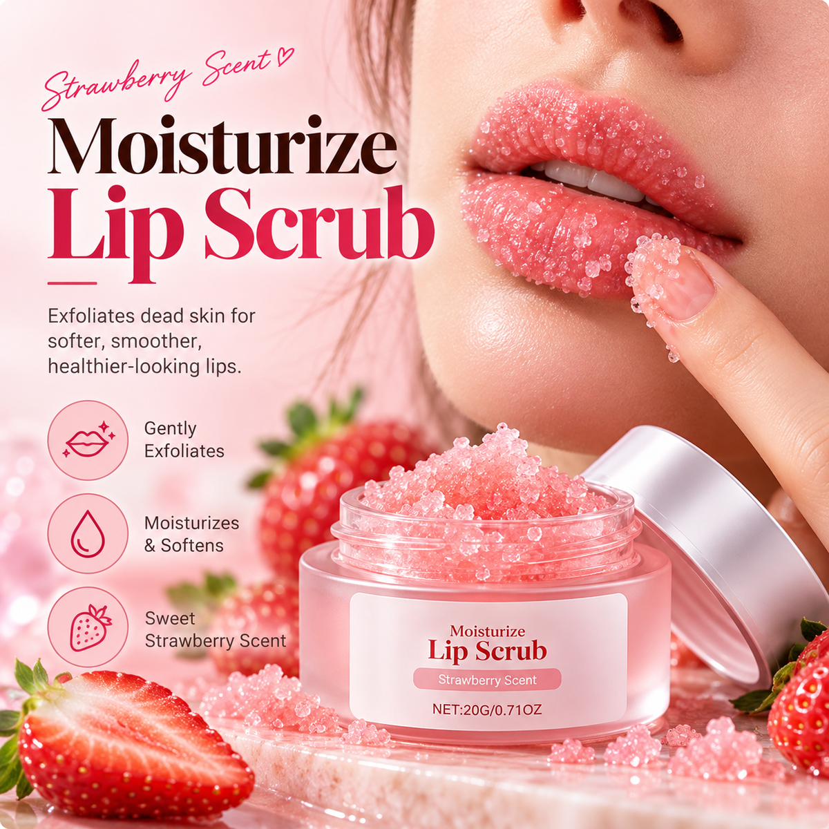Gentle Exfoliating Strawberry Lip Scrub